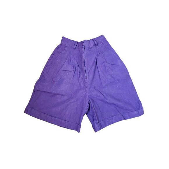 Vintage 80s Nordstrom High Waist Mom Shorts Womens Size S Purple Chinos Cotton - Picture 4 of 7